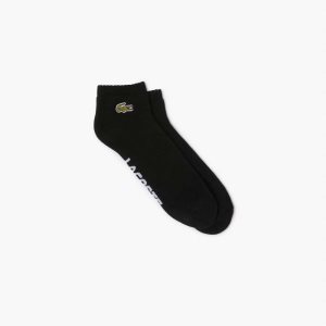 Black / White Lacoste SPORT Branded Stretch Cotton Low-Cut Socks | JFXKQT-390