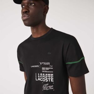 Black / White Lacoste SPORT Lettered Technical Cotton T-Shirt | XSPYQL-493