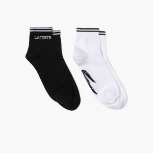 Black / White Lacoste SPORT Low-Cut Cotton Sock Two-Pack | TBVKFS-815