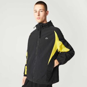 Black / Yellow Lacoste Heritage Color-Block Nylon Jacket | QFSDCI-987