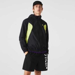 Black / Yellow Lacoste SPORT Packable Windbreaker | QLZNEG-914