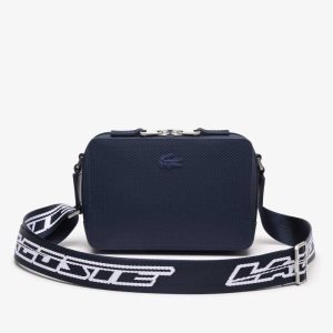 Bleu Nuit Blanc Lacoste Chantaco Logo Strap Bag | UFLKNB-094