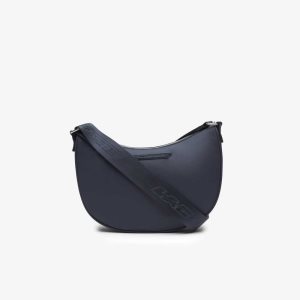 Bleu Nuit Blanc Lacoste Contrast Branding Halfmoon Bag | VFITLE-267