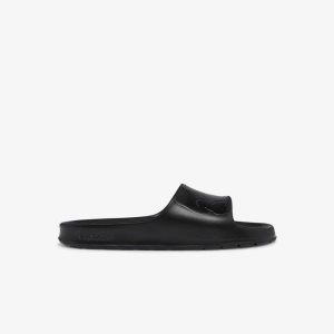 Blk/Blk Lacoste Croco 2.0 Logo Strap Slides | PRLEJB-134