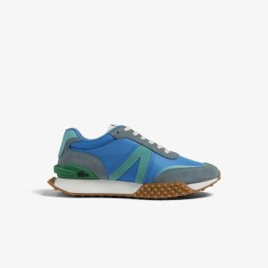 Blu/Dk Trqs Lacoste L-Spin Deluxe Leather Sneakers | STOQDU-921