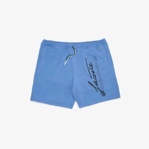 Blue Chine Lacoste Branded Cotton Shorts | VNGRJU-460