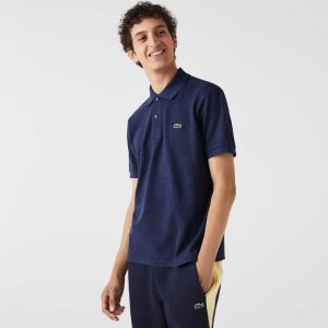 Blue Chine Lacoste Original L.12.12 Heathered Petit Pique Cotton Polo | JRKPHD-876