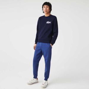 Blue Chine Lacoste Slim Fit Heathered Cotton Blend Tracksuit Pants | YDURHM-615