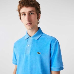 Blue Lacoste Classic Fit Cotton Velvet Polo | IGXHDK-027