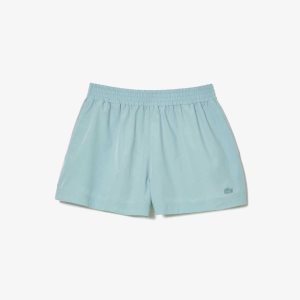 Blue Lacoste Cotton Poplin Shorts | WRHBMA-647