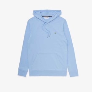 Blue Lacoste Hooded Cotton Jersey Sweatshirt | OLCGID-086