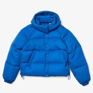 Blue Lacoste LIVE Detachable Hood Short Quilted Rain Jacket | NVFZHW-758