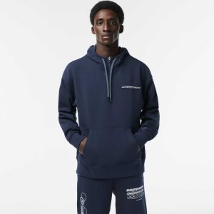 Blue Lacoste Loose Fit Hoodie | VFRLPW-025