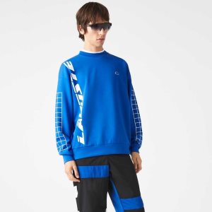 Blue Lacoste Loose Fit Pique Sweatshirt | UISZFM-342