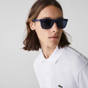 Blue Lacoste Modified Rectangle L.12.12 Premium Sunglasses | HTOJAI-164