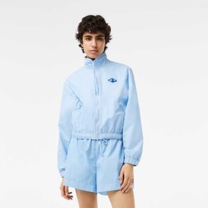 Blue Lacoste Monogram Print Track Jacket | NSFEWX-410