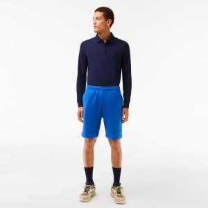 Blue Lacoste Organic Brushed Cotton Fleece Shorts | RUXGSJ-690