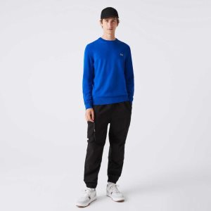 Blue Lacoste Organic Cotton Crew Neck Sweater | JMAXHR-745