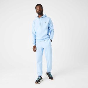 Blue Lacoste Organic Cotton Hooded Sweatshirt | RBVXTJ-218