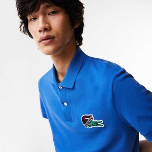 Blue Lacoste Organic Cotton Pique Polo | NZRGLV-483