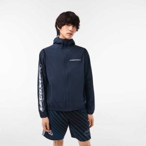 Blue Lacoste Recycled Polyamide Short Track Jacket | GKDNCV-961