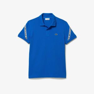 Blue Lacoste Regular Fit Stretch Mini Pique Polo Shirt | TBHCKF-590