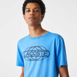 Blue Lacoste SPORT Organic Jersey T-Shirt | BLZCFR-859