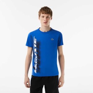 Blue Lacoste SPORT Regular Fit T-Shirt with Contrast Branding | YHIRBN-150