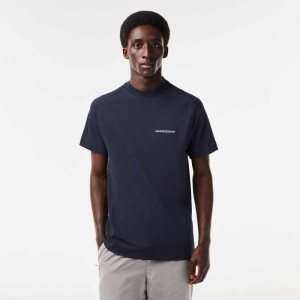 Blue Lacoste Slim Fit Organic Cotton Pique T-Shirt | HVKFUL-204