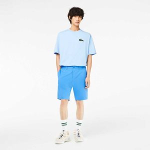 Blue Lacoste Slim Fit Stretch Cotton Bermuda Shorts | ITCYMD-695