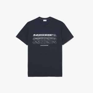 Blue Lacoste Tall Fit Logo T-Shirt | WABILC-417