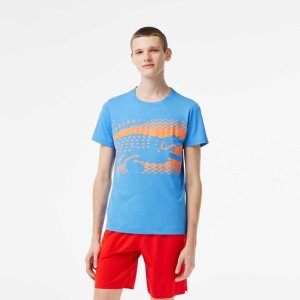 Blue Lacoste Tennis x Novak Djokovic T-Shirt | VSMBCN-937