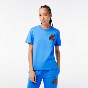 Blue Lacoste x Netflix Organic Cotton Jersey T-Shirt | ABDUWR-370