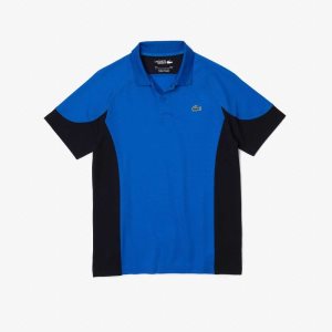 Blue / Navy Blue Lacoste SPORT Regular Fit Colorblock Golf Polo | LPFJQI-153