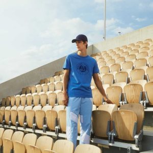 Blue / Navy Blue Lacoste SPORT Roland Garros Organic Cotton T-Shirt | RXQBUF-231