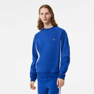 Blue / Navy Blue / White Lacoste Brushed Fleece Colorblock Sweatshirt | DSHYPK-489