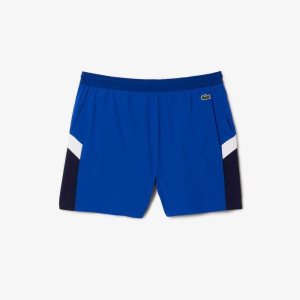 Blue / Navy Blue / White Lacoste Recycled Polyamide Colorblock Swim Trunks | EDLYAP-159