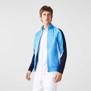 Blue / Navy Blue / White Lacoste SPORT Classic Fit Zip Tennis Sweatshirt | IKVFHP-460