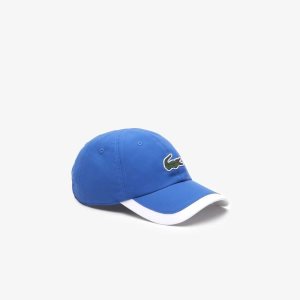 Blue / White Lacoste SPORT Contrast Border Lightweight Cap | NZFBGV-830