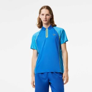 Blue / Yellow Lacoste Tennis Recycled Polyester Polo with Ultra-Dry Technology | ISYHPN-745