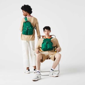 Estival Blanc Lacoste Branded Nylon Flap Backpack | RQNIBG-857