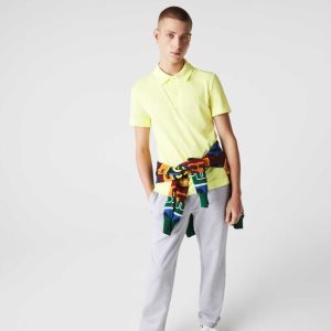 Flashy Yellow Lacoste Slim Fit Organic Stretch Cotton Pique Polo | CDJMGU-432