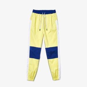 Flashy Yellow / White / Blue Lacoste Colorblock Tracksuit Style Pants | NULHSP-972