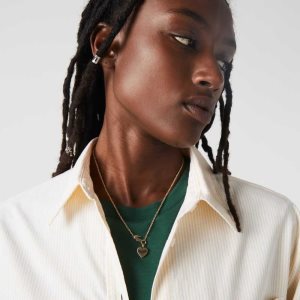 Gold Lacoste Love My Croc Necklace | AXYJGW-987