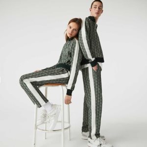 Green / Beige Lacoste LIVE Monogram Jacquard Tracksuit Pants | LMHQVD-261