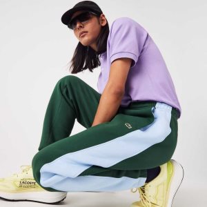 Green / Blue Lacoste Contrast Bands Trackpants | WVCXRL-318