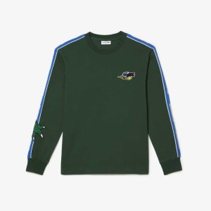 Green Lacoste Branded Band T-Shirt | JIALVU-739