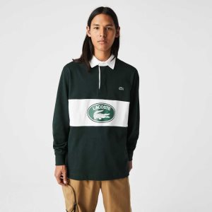 Green Lacoste Branded Loose Fit Rugby Polo | YMPXCH-709