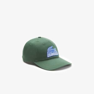 Green Lacoste Crocodile Patch Branded Cap | GMTNDZ-423