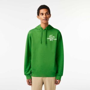 Green Lacoste Golf Relaxed Fit Hoodie | ETZJIA-396